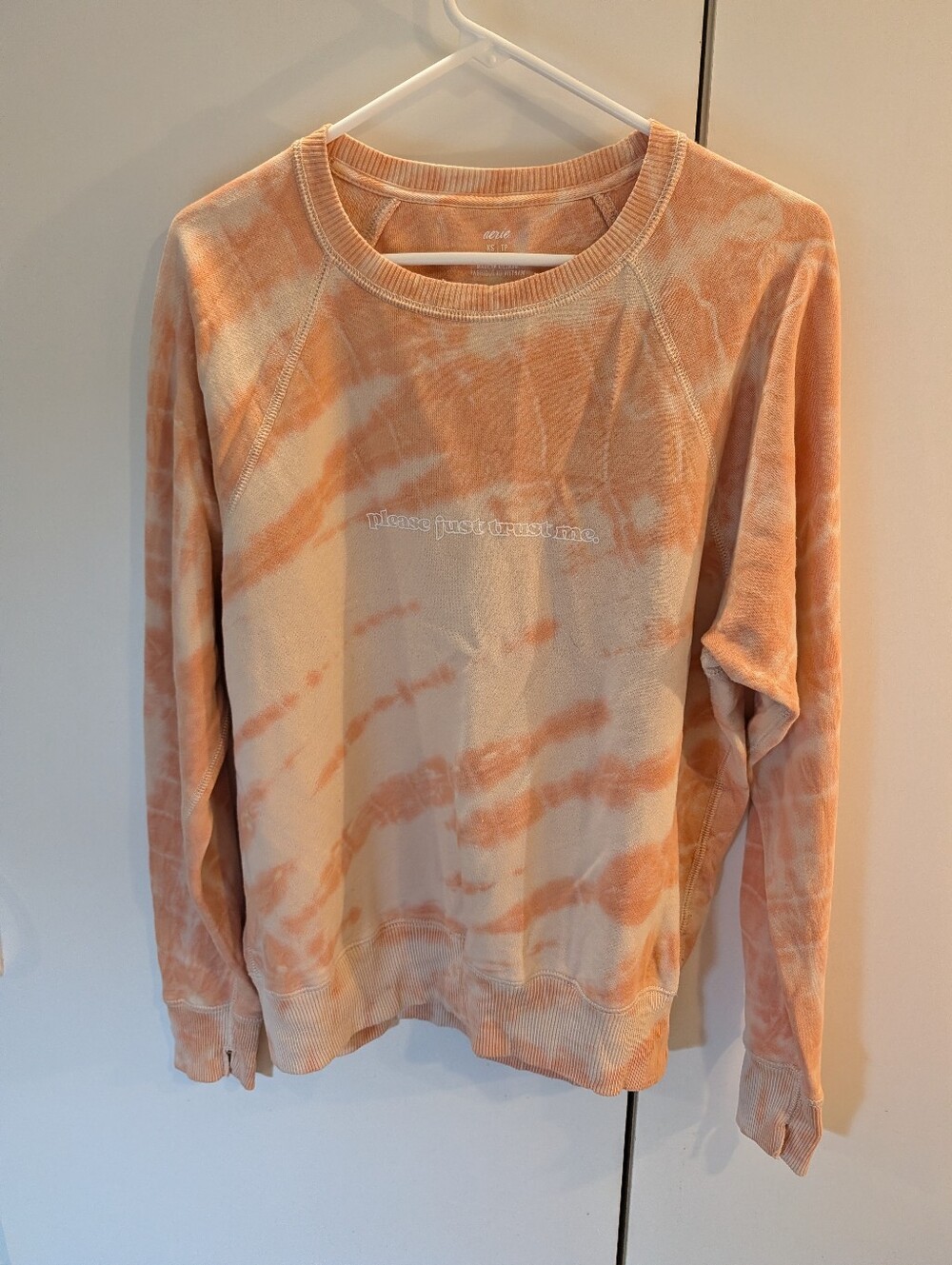 Aerie Woman's XS Cozy Tie-Dye Crewneck Sweatshirt - Peach
